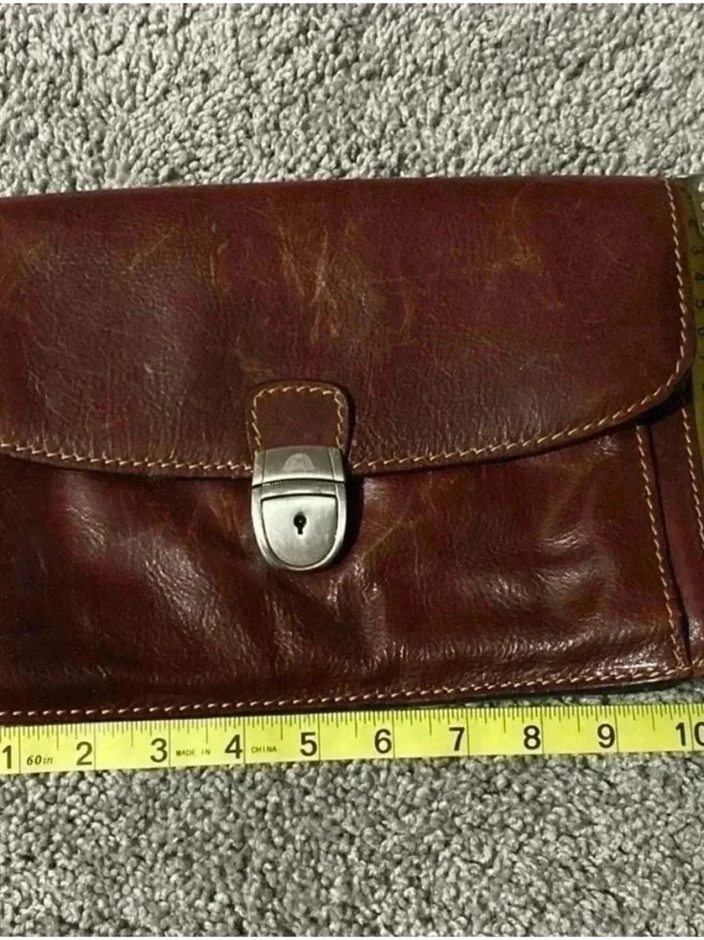 Leather Wristlet Clutch in Deep Brown by Tony Perotti